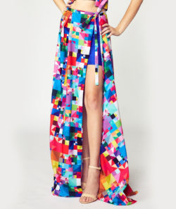 Long Pixel Wrap Skirt