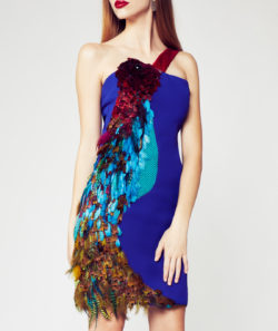Hand Feathered Hummingbird Dress