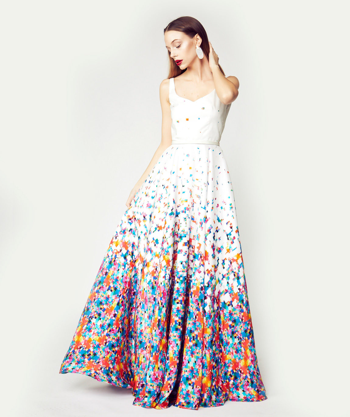 Custom Gradient Pixelated Silk Gown - Image 2