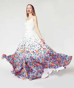 Custom Gradient Pixelated Silk Gown