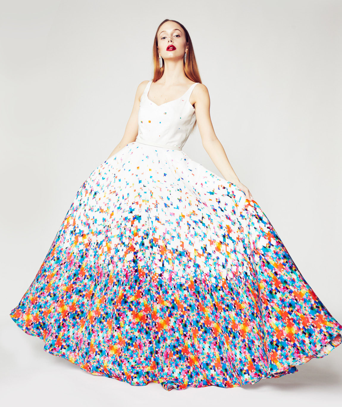 Custom Gradient Pixelated Silk Gown - Image 3