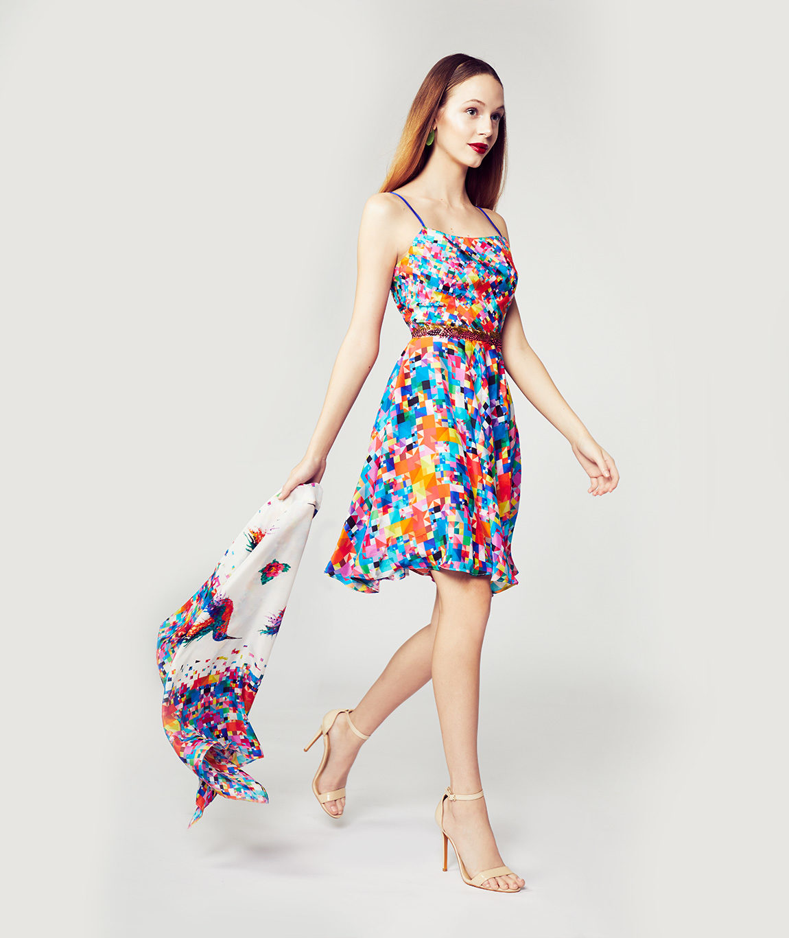 Custom Pixelated Silk Hummingbird Scarf - Image 4
