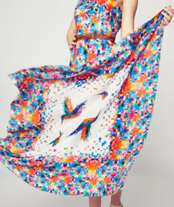 Custom Pixelated Silk Hummingbird Scarf
