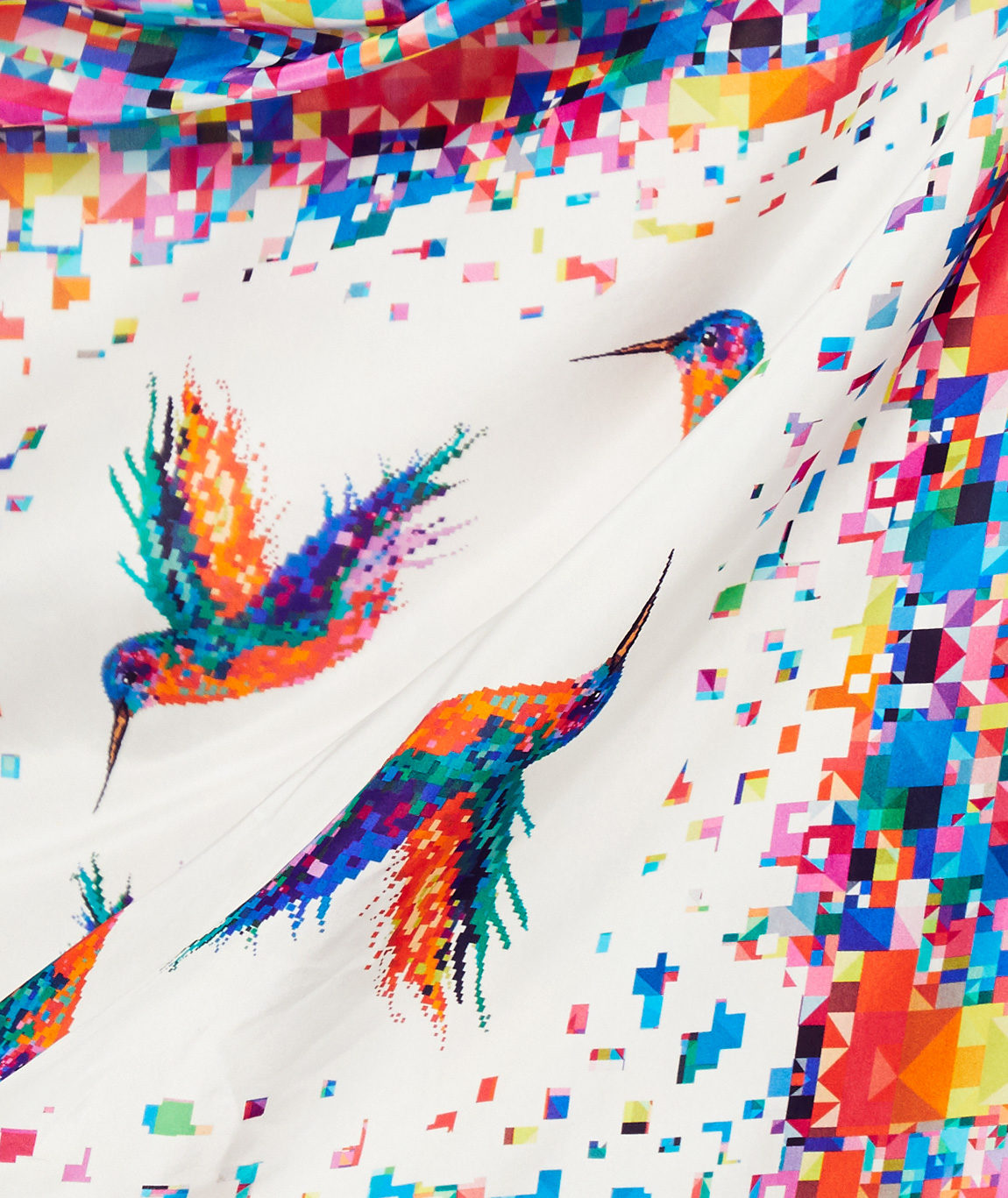 Custom Pixelated Silk Hummingbird Scarf - Image 3